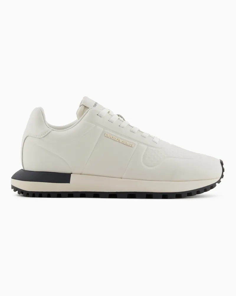 Emporio Armani Sneaker aus Leder mit thermogeformten Details Weiß