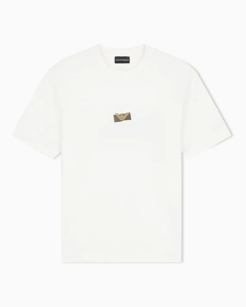 Emporio Armani Regular Fit T-Shirt aus Lyocell- und Baumwolljersey Weiß