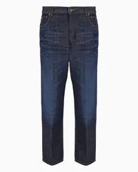 Emporio Armani J79 Carrot-fit-jeans aus 11,4 Oz Denim In Rinse wash mit Maserung Mittelblau