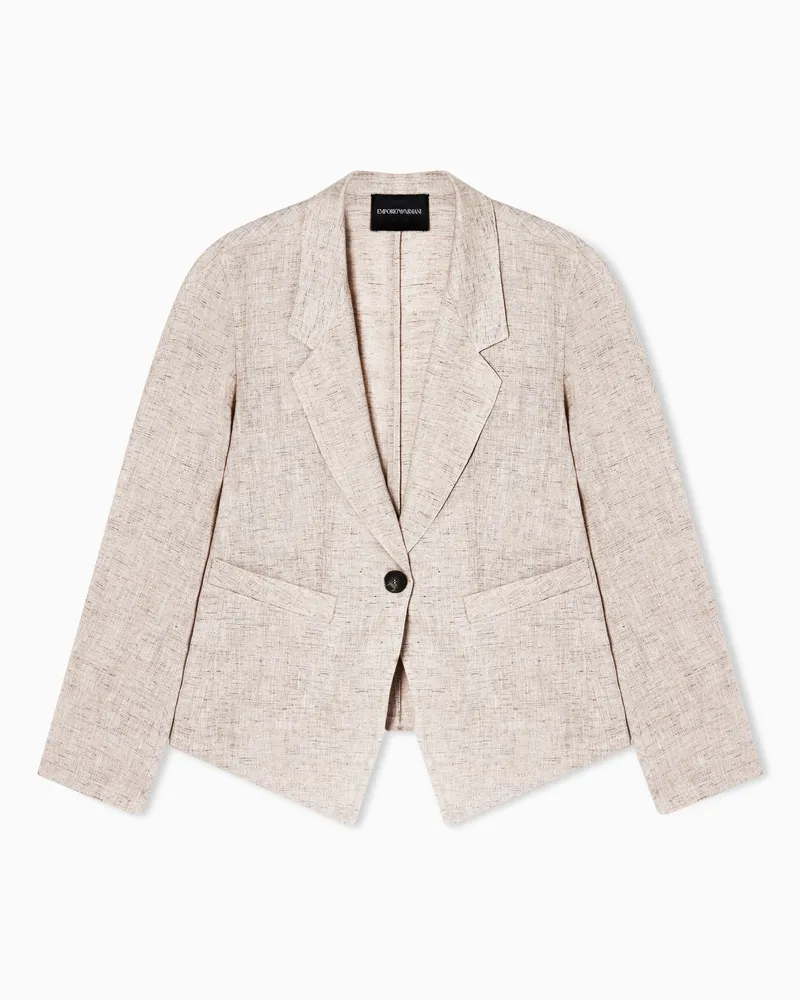 Emporio Armani Linen-blend chambray jacket Beige