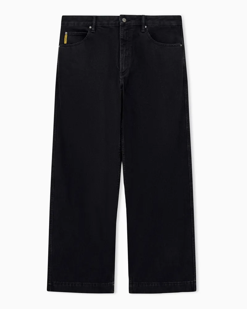 Emporio Armani 5-Pocket-Jeans aus Baumwolldenim mit weitem Bein Schwarz