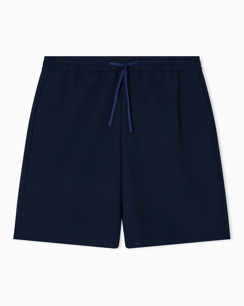 Emporio Armani Bermudashorts aus Crêpe-Jersey mit 3D-Pikee-Effekt Blau