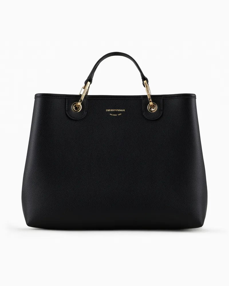 Emporio Armani Mittelgroßer Shopper MyEA mit Hirsch-Print Schwarz