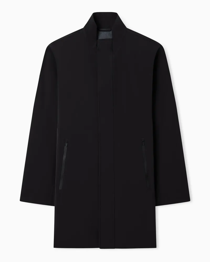Emporio Armani Trenchcoat aus Nylon mit thermoverschweißtem Reißverschluss Schwarz