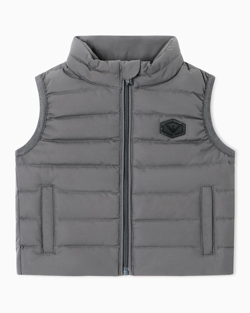 Emporio Armani Ärmellose Daunenweste aus gestepptem Nylon mit recycelten Daunen Grau