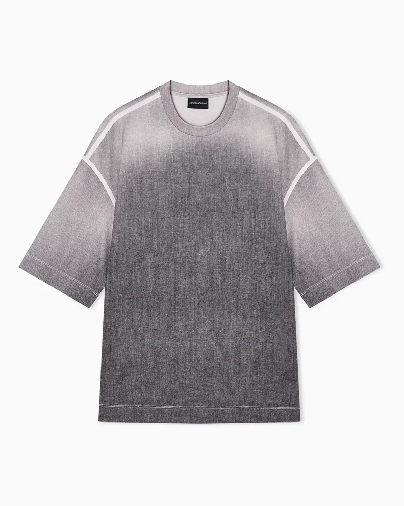 Emporio Armani Oversize-T-Shirt aus einer Jersey-Lyocell-Mischung mit Farbverlauf Grau