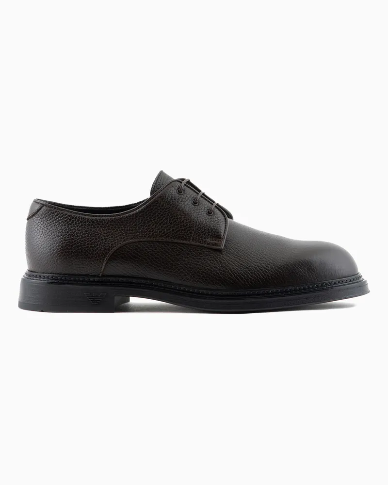 Emporio Armani Derby aus genarbtem Leder Braun