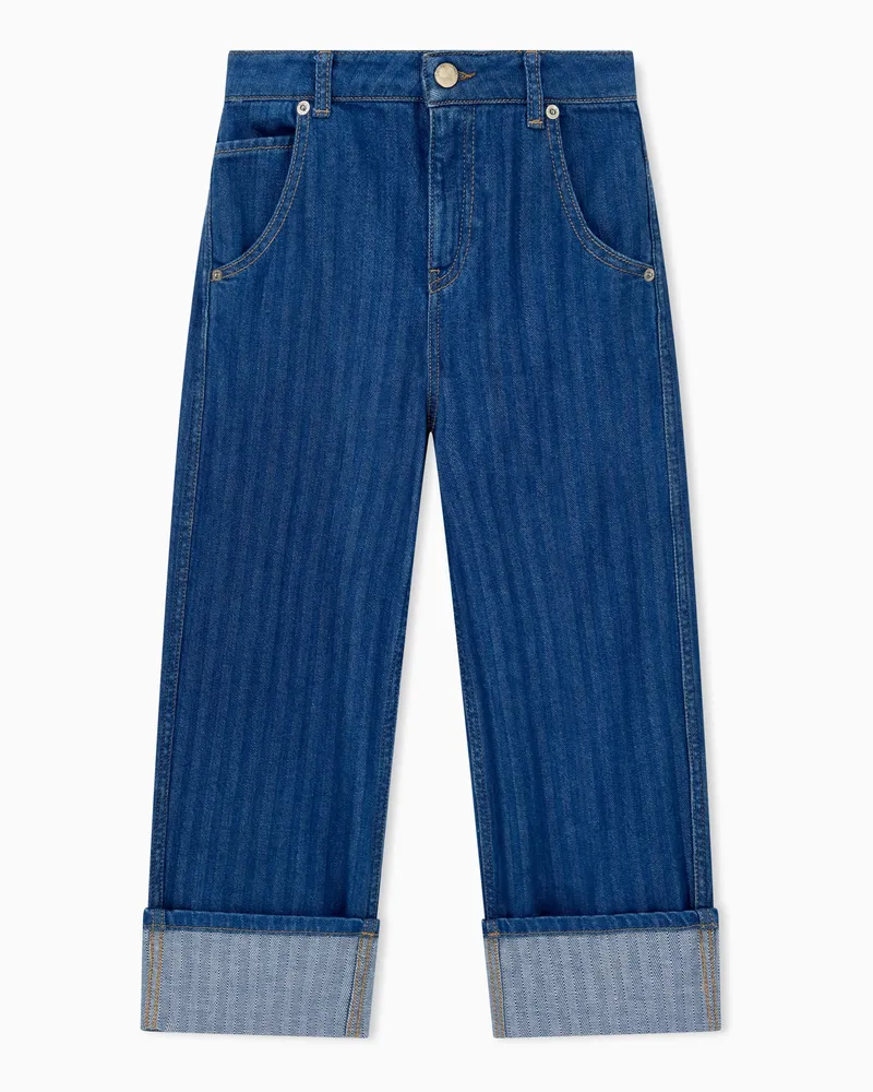 Emporio Armani Regular Fit 5-Pocket-Jeans aus Baumwolle mit Längsstreifen Blau