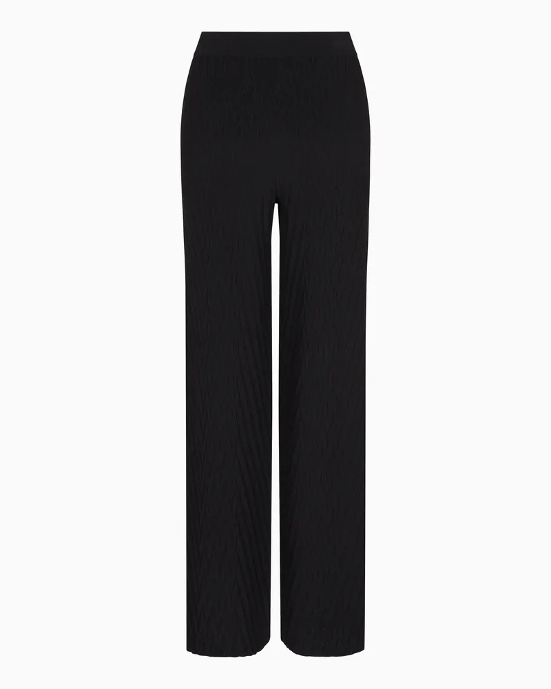 Emporio Armani Hose aus geprägter Viskose-Mischung mit Relief-Muster aus der Travel Essential Sonderkollektion Schwarz