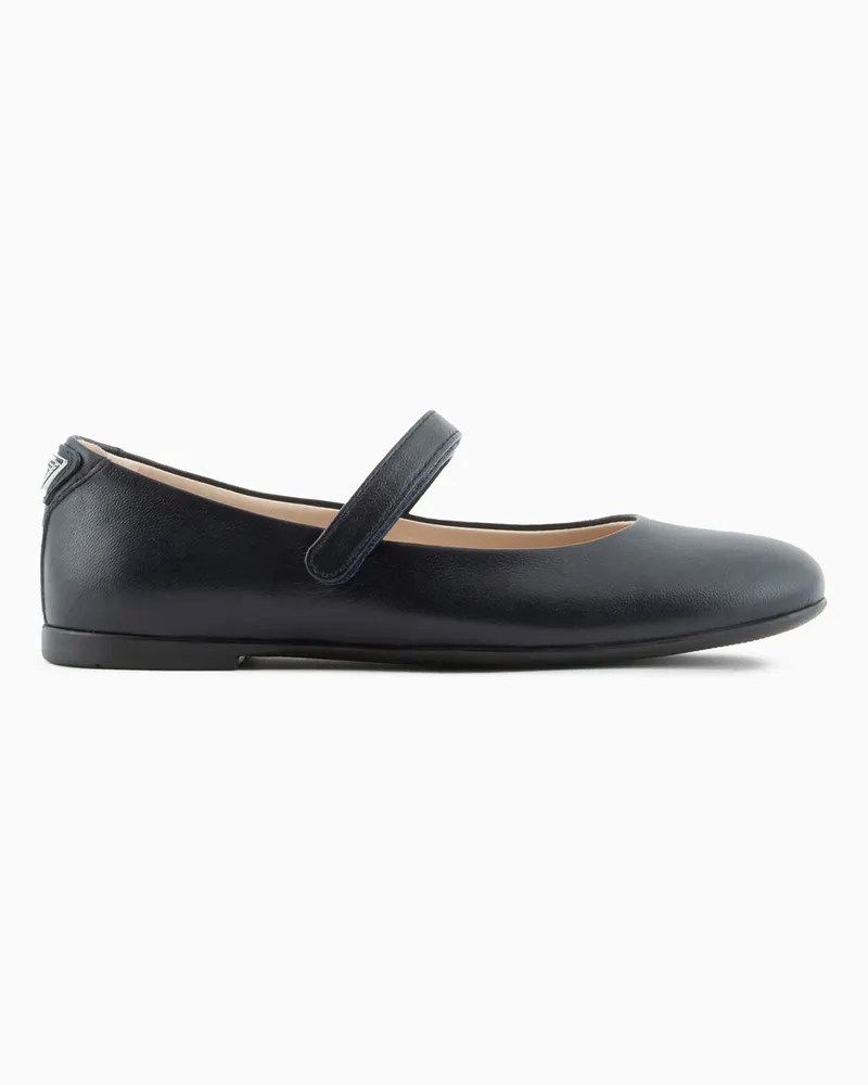 Emporio Armani Ballerinas aus Leder mit Riemen Marineblau