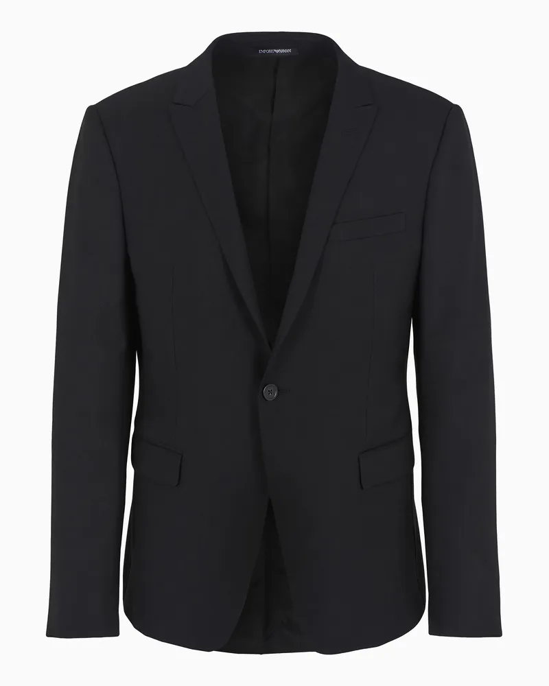 Emporio Armani Einreihiges Sakko aus Schurwolle Schwarz