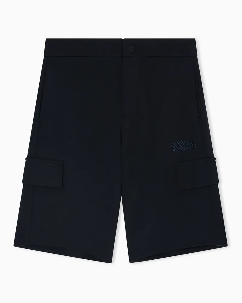 Emporio Armani Comfort Fit Bermudashorts aus doppellagigem Jersey Marineblau