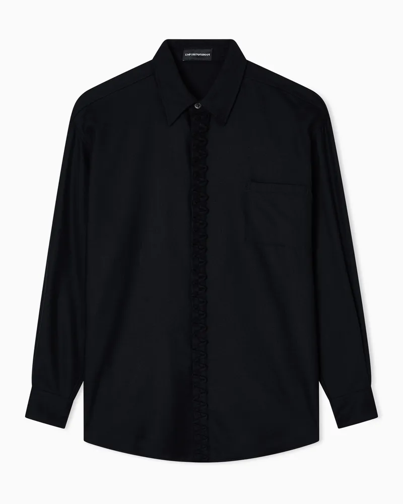 Emporio Armani Hemd aus Vaiella-Wolle mit Zickzack-Muster Schwarz