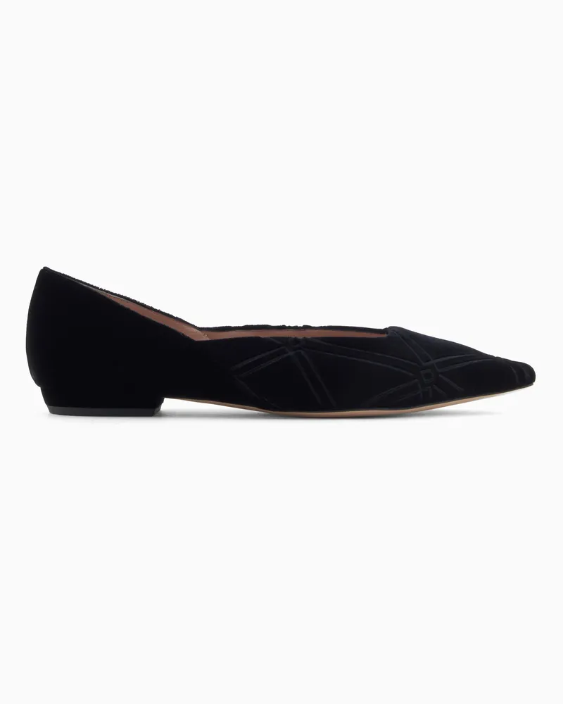 Emporio Armani Ballerinas aus Samt mit Relief-Muster Schwarz