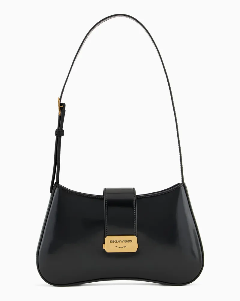 Emporio Armani Hobo-Umhängetasche mit Logo-Schnalle Schwarz
