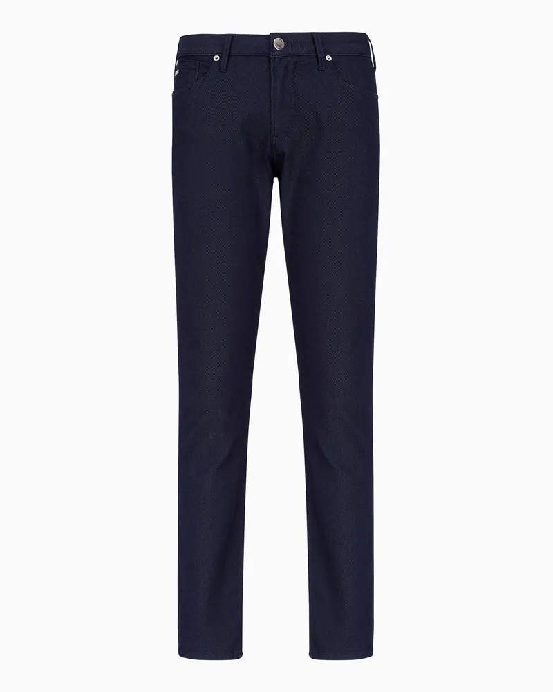Emporio Armani Jeans J06 in Slim Fit aus mikrostrukturiertem Baumwollmischgewebe mit Punkten Marineblau
