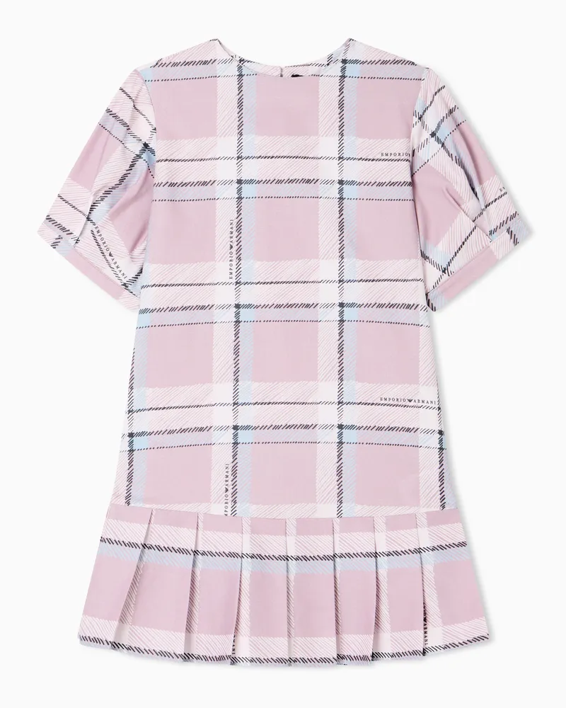 Emporio Armani Regular Fit Kleid mit Karomuster und Plisseesaum Pink