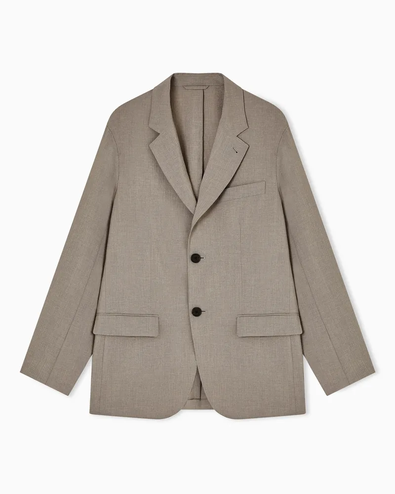 Emporio Armani Einreihiges Sakko aus Seersucker-Funktionsgewebe Beige