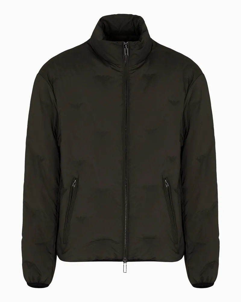 Emporio Armani Daunenjacke aus Nylon mit durchgehendem Reißverschluss und Mikroadler-Inlay Grau