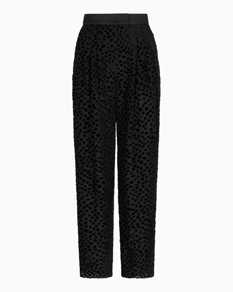 Emporio Armani ASV „Jeu de Cartes“-Hose mit Abnähern, gefertigt aus Devoré-Organza Schwarz