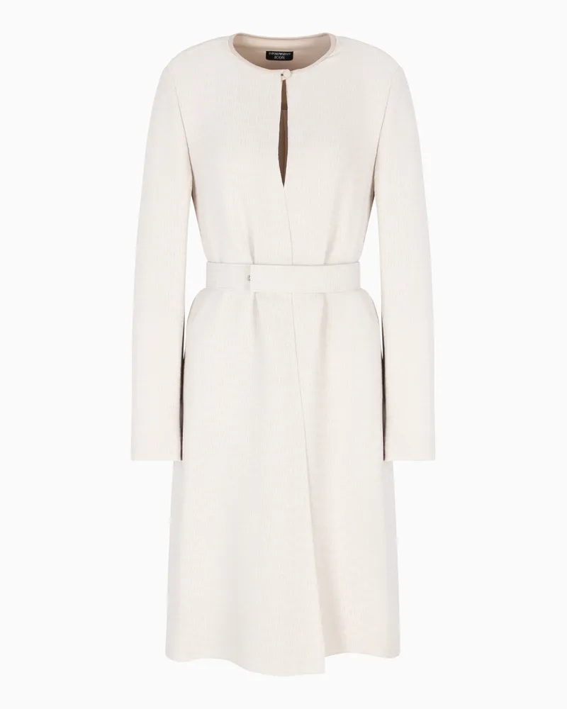 Emporio Armani Icon Kleid mit Gürtel, gefertigt aus fließendem Webmaterial Weiß