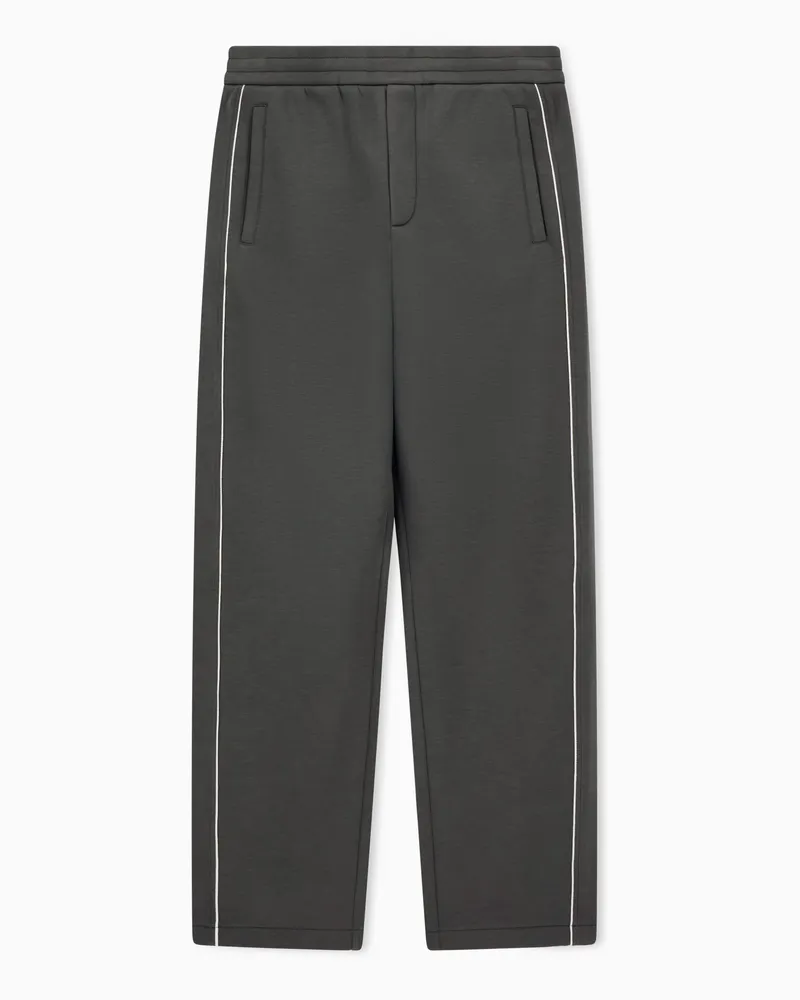 Emporio Armani Hose aus doppellagigem Jersey mit Paspeln Grün