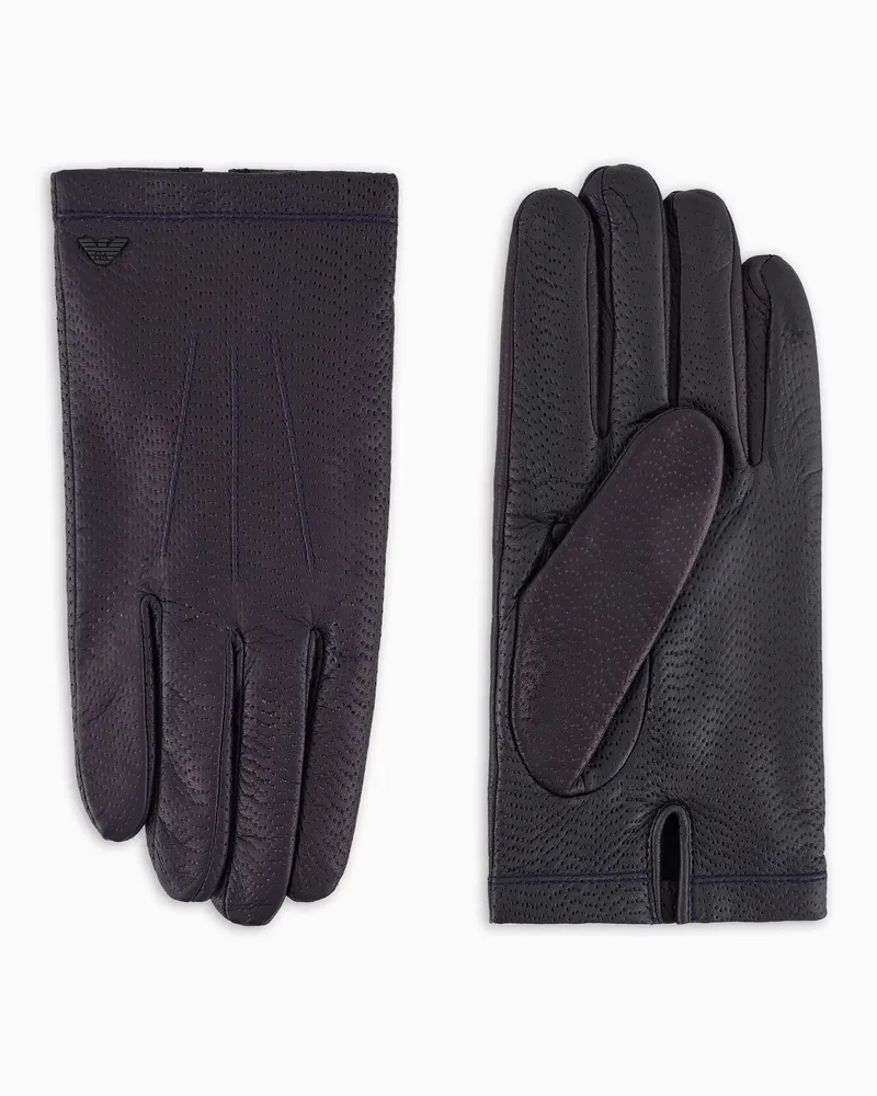 Emporio Armani Touchscreen-Handschuhe aus Lammnappaleder Marineblau