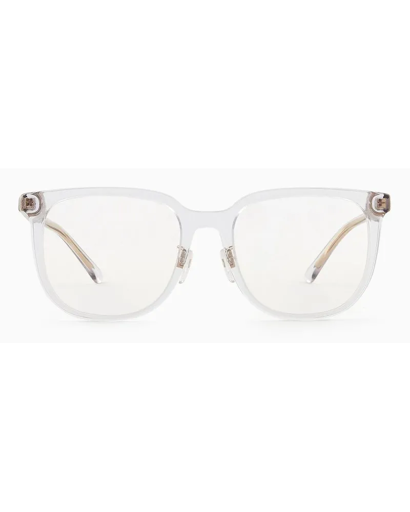 Emporio Armani Brille mit Pillow-fassung Für Herren Asian Fit Transparent
