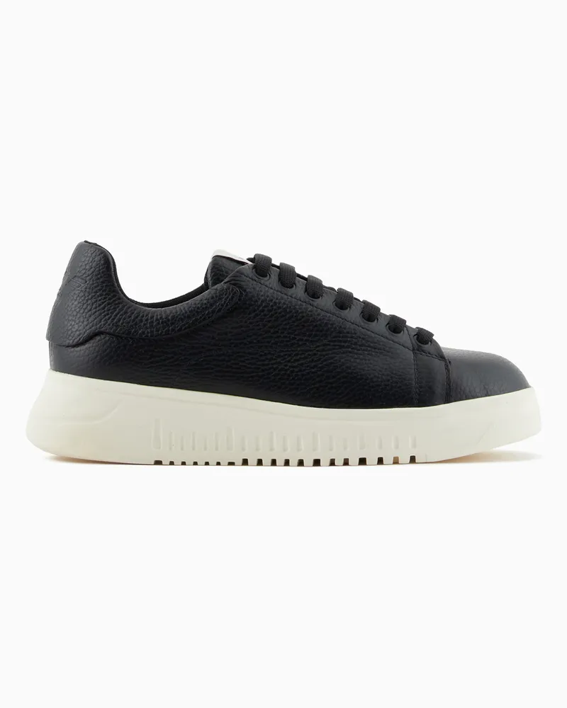 Emporio Armani Sneaker aus getrommeltem Leder Schwarz