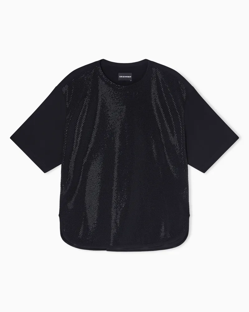 Emporio Armani Scuba crepe T-shirt with micro studs Schwarz