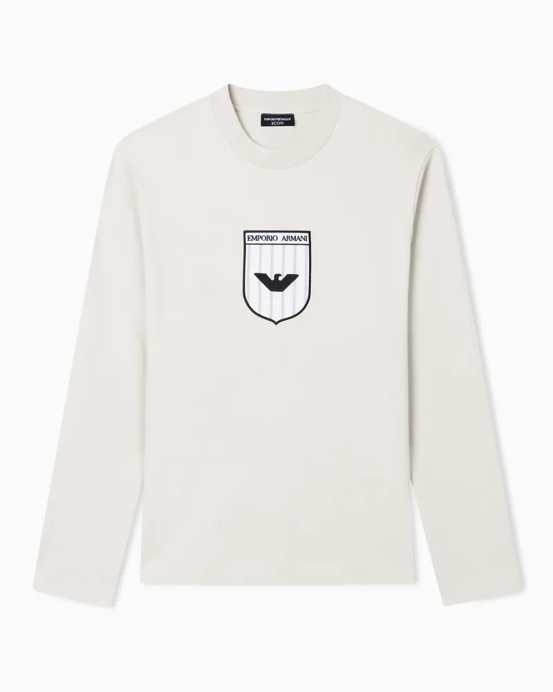 Emporio Armani Interlock-Jersey-Pullover mit Icon-Stickerei Beige