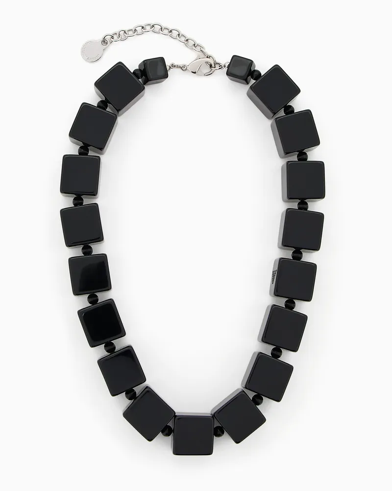 Emporio Armani Halskette mit Würfeln und Mikro-Kugeln Schwarz