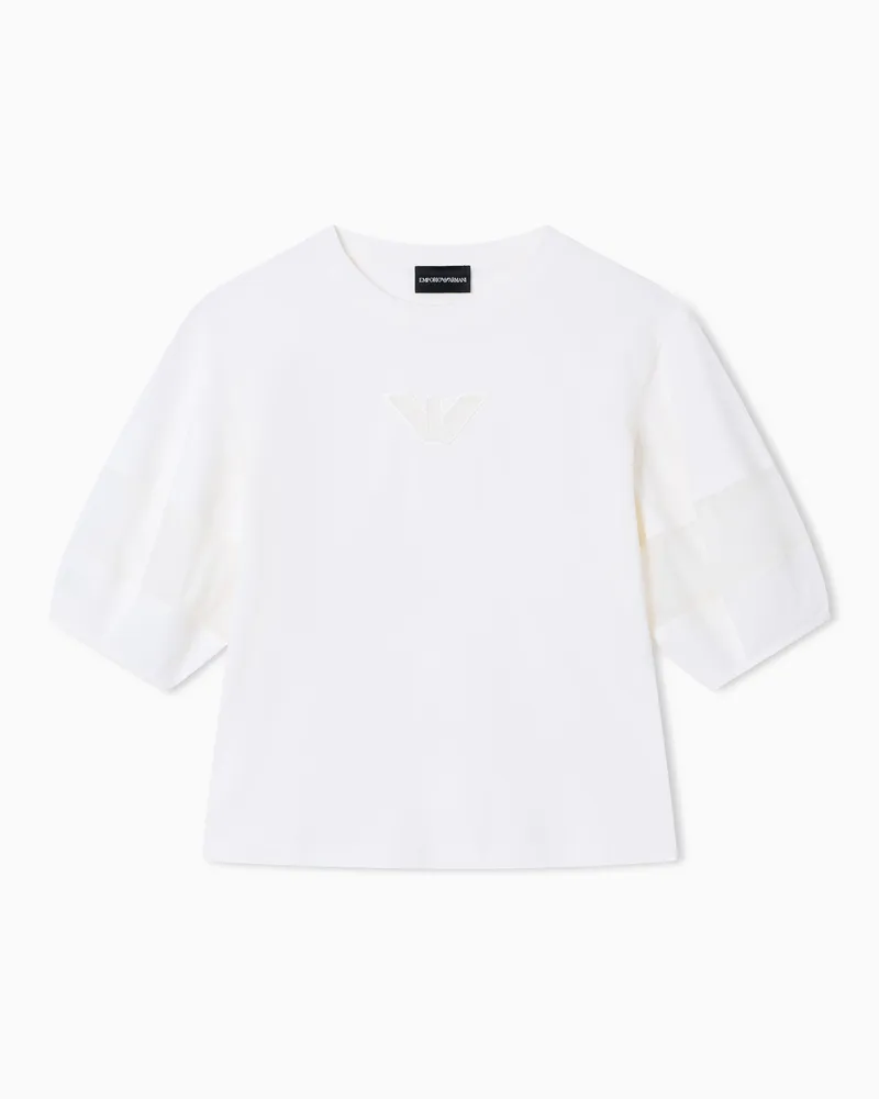 Emporio Armani Cotton jersey crewneck sweater Weiß