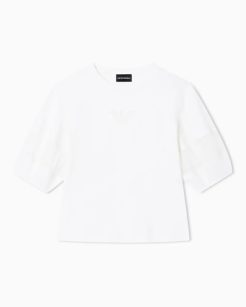 Emporio Armani Supima jersey T-shirt with mesh insert Weiß