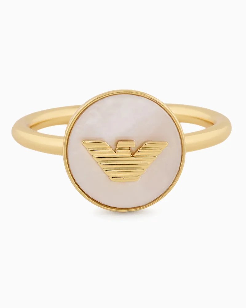 Emporio Armani Ring mit zentralem Punkt aus goldfarbenem Messing Mehrfarbig