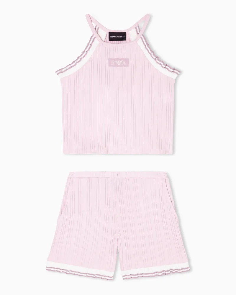 Emporio Armani Ribbed knit top and shorts set Violett