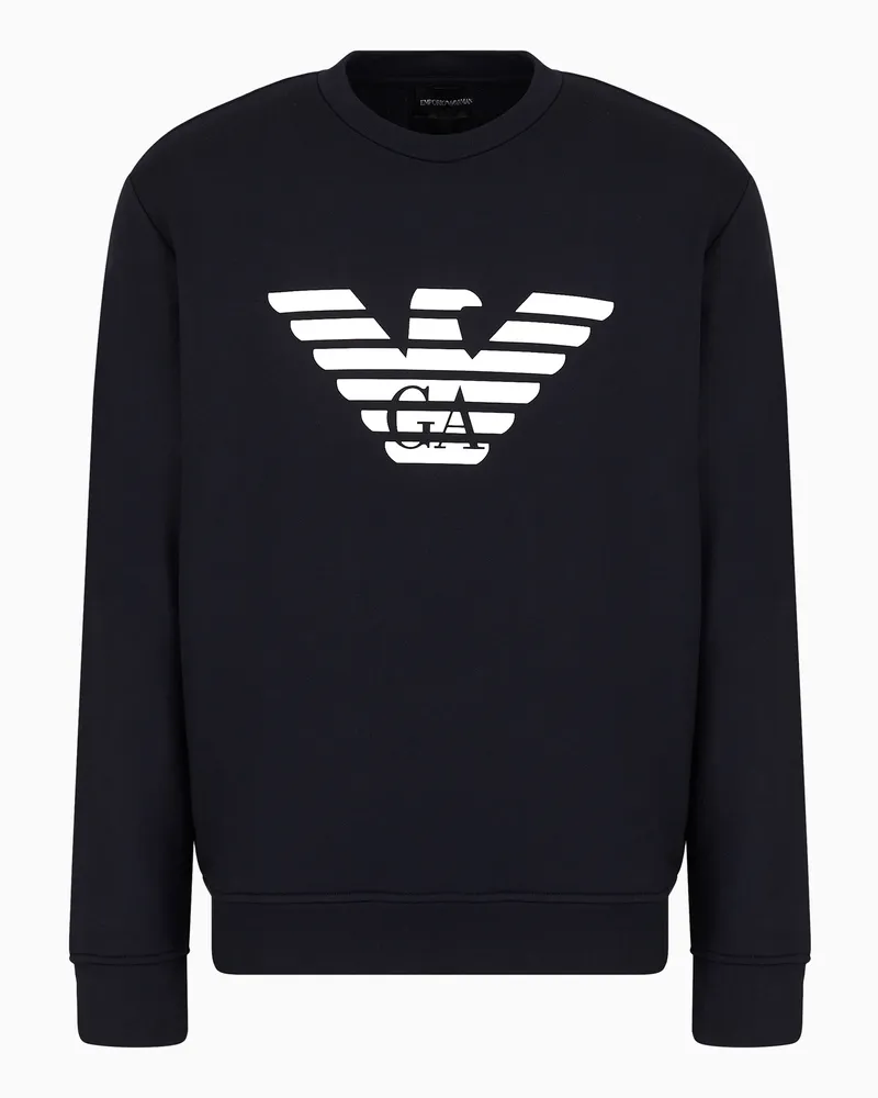 Emporio Armani Sweatshirt aus Modalmischung mit Logo-Print Blau