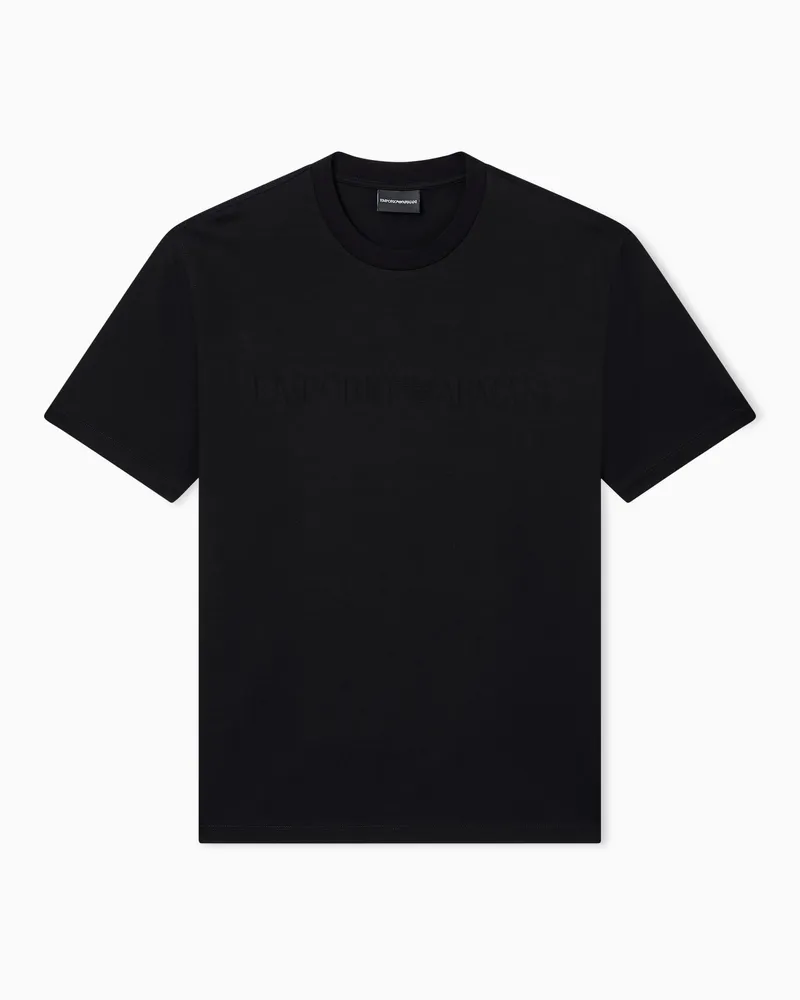 Emporio Armani Jersey T-shirt with tonal logo inlay Schwarz