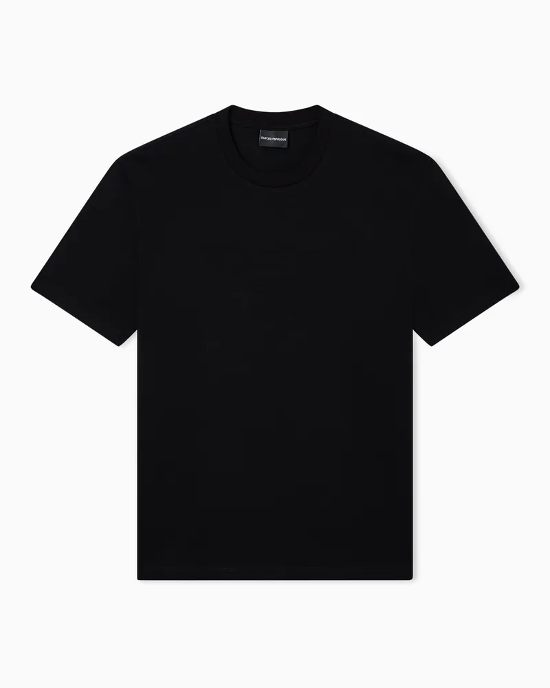 Emporio Armani Jersey T-shirt with tonal logo inlay Schwarz