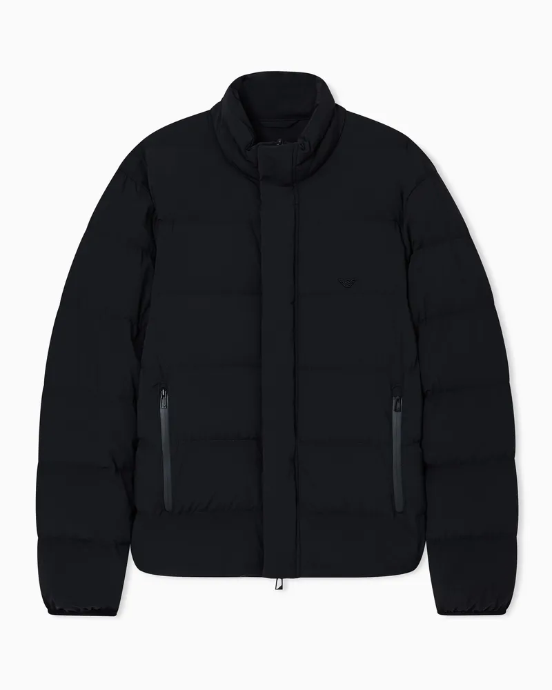 Emporio Armani Daunenjacke aus wasserabweisendem und recyceltem Nylon-Spandex mit Steppmuster Schwarz