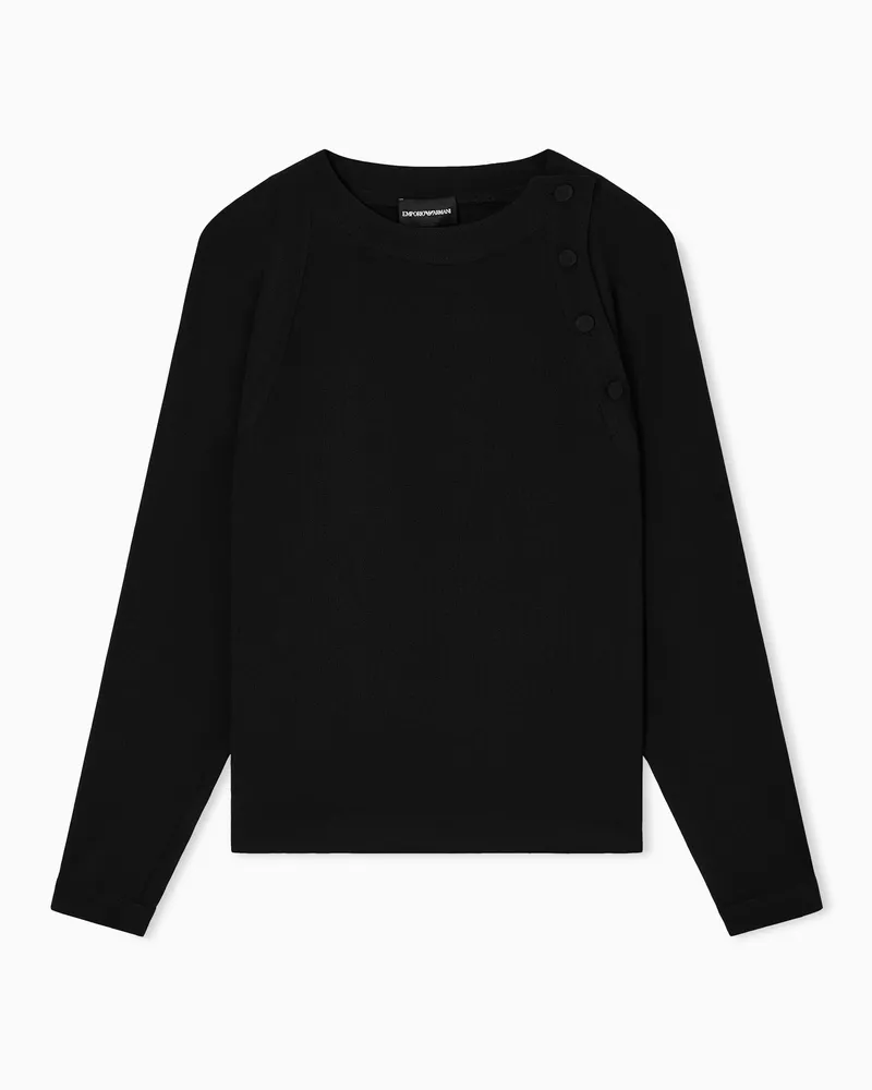 Emporio Armani Bluse aus elastischem Sablé-Stoff Schwarz