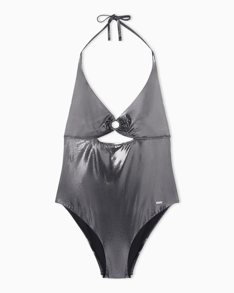 Emporio Armani ASV Badeanzug aus Metallic-Folienstoff Schwarz