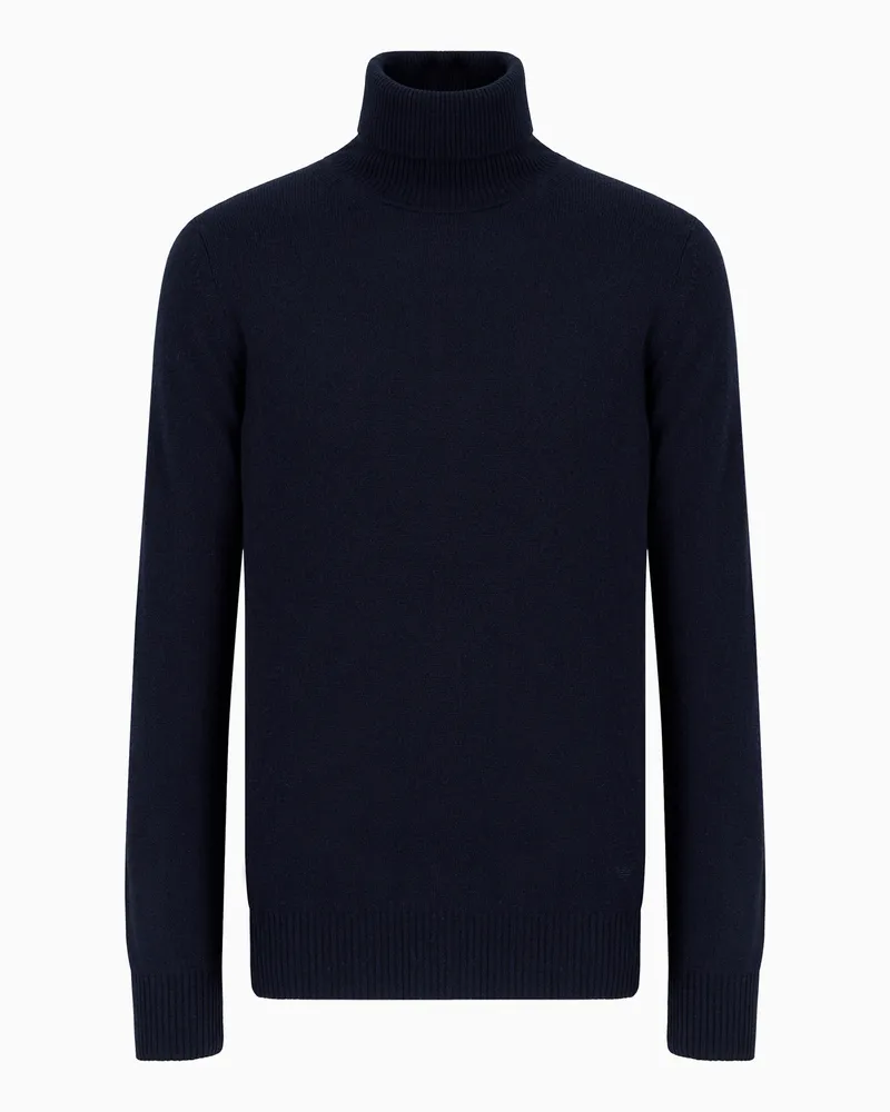 Emporio Armani Rollkragenpullover aus reinem Kaschmir Marineblau