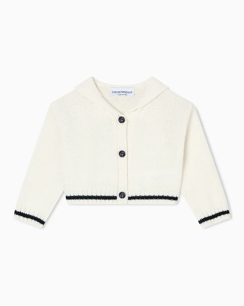 Emporio Armani Cardigan mit Krempe, gefertigt aus einer Schurwoll-Mischung Zweifarbig