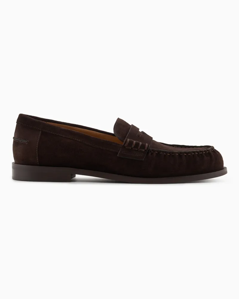 Emporio Armani Mokassins aus Veloursleder Braun