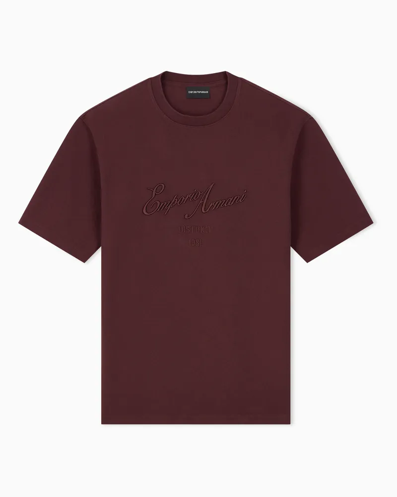 Emporio Armani T-Shirt im Oversize Fit aus Baumwolljersey Burgunderrot