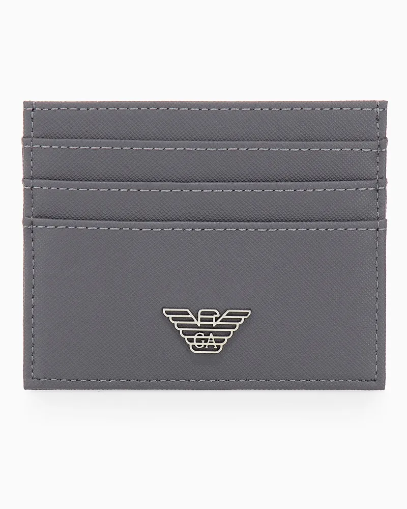 Emporio Armani Kreditkartenetui mit Struktur und metallischem Logo Grau