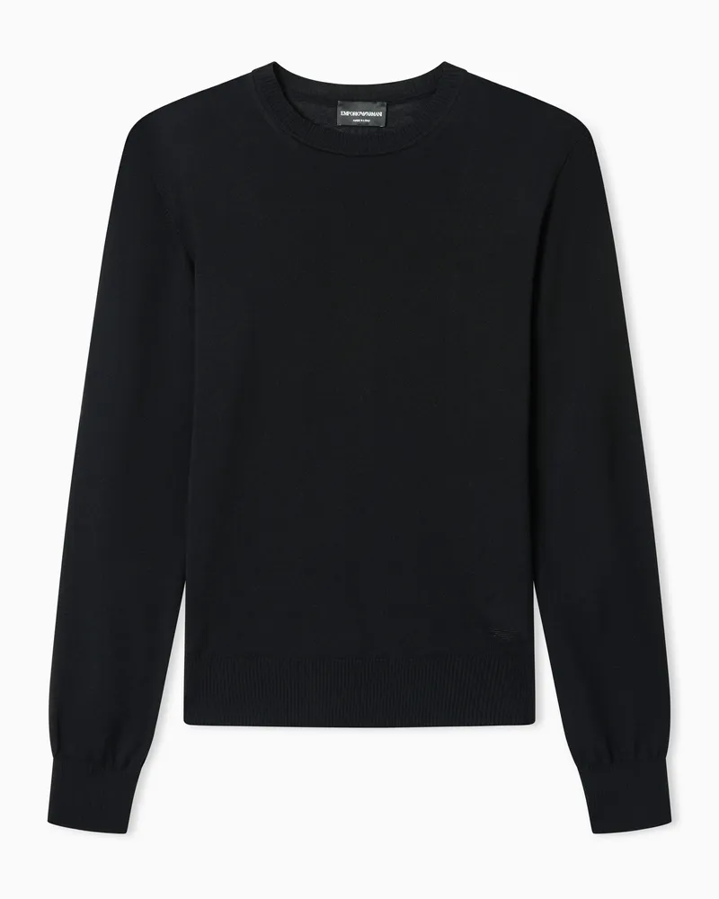 Emporio Armani Pullover aus reiner Schurwolle Schwarz