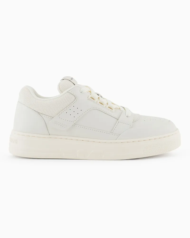 Emporio Armani Sneaker aus Leder und Mesh mit kontrastierenden Details Weiß