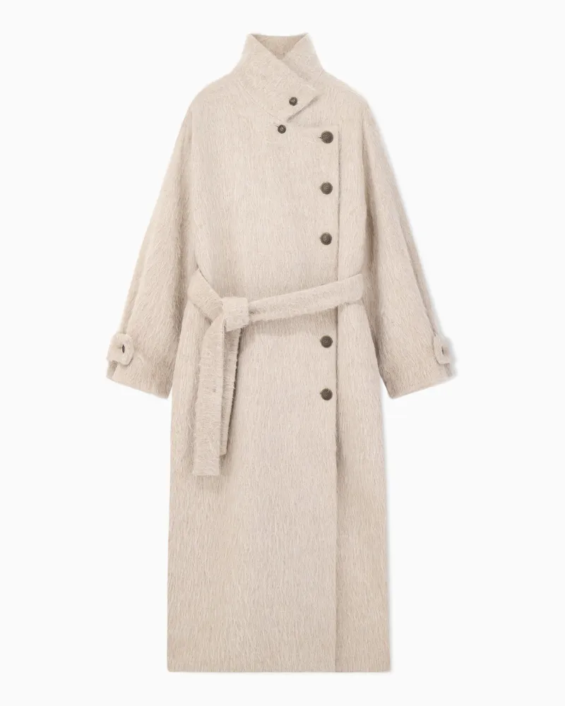 Emporio Armani Mantel aus gebürsteter Mohairwolle Weiß